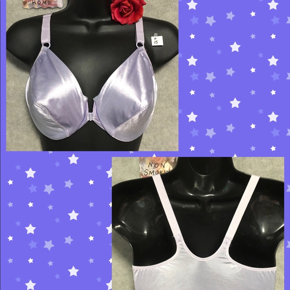 VICTORIA’S SECRET 34D UNDERWIRE LAVENDER BRA FRONT OPENING RACER BACK